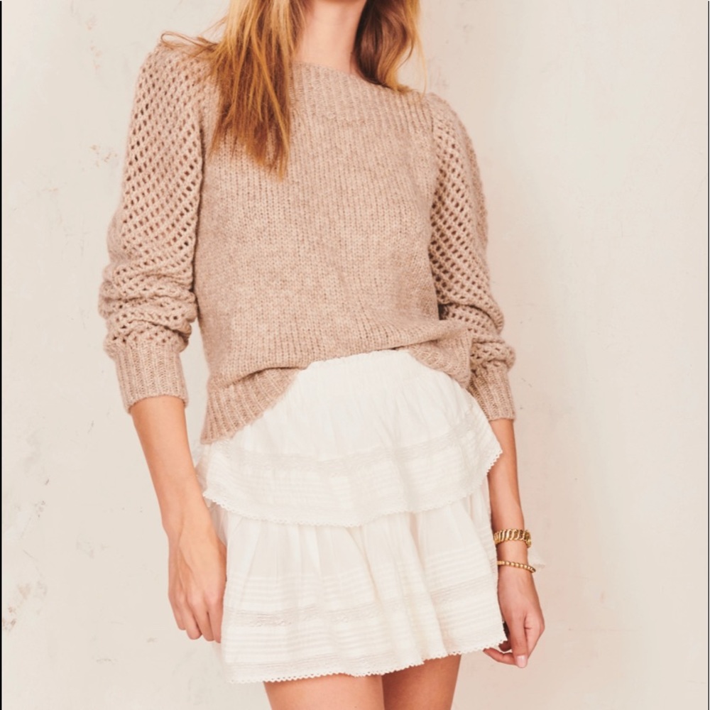 LoveShackFancy Ruffle Mini Skirt in Antique White